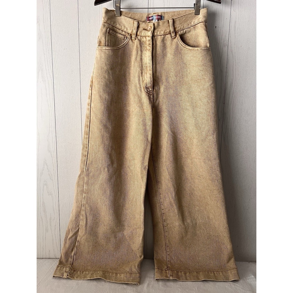 Urban Outfitters Super A-Wide Leg Baggy Jeans‎ 29 High Rise Rib Tan Cotton Denim